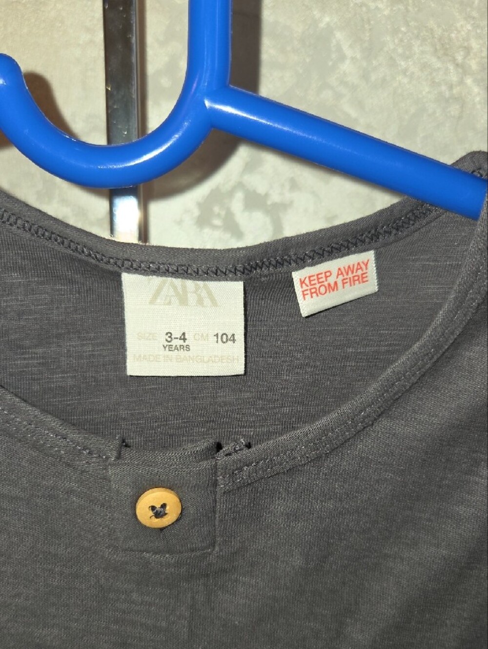 Zara Kids Dark Charcoal Sleeveless Tank with Wooden Button - Picture 3 of 4